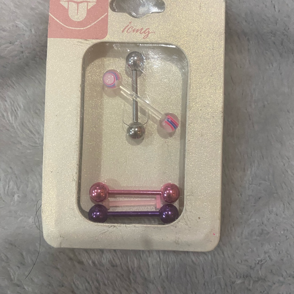 Nwt Icing  5 Pcs Barbell Tongue Ring Set